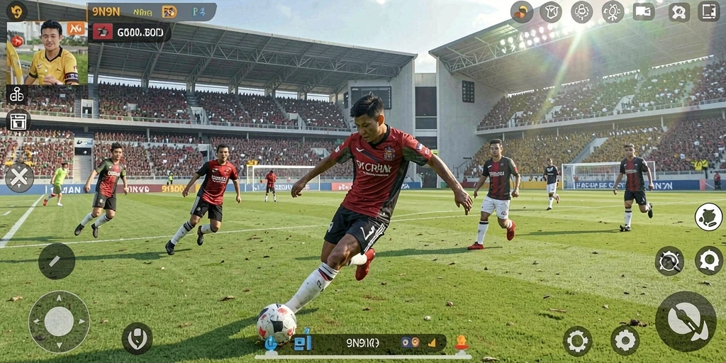 Tampilan menakjubkan dari pertandingan sepak bola di 9N9N.