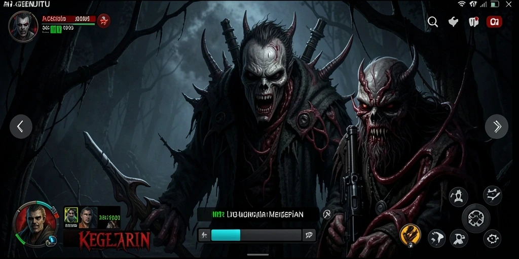 Tangkapan layar menegangkan dari gameplay AGENJITU di dunia gelap.