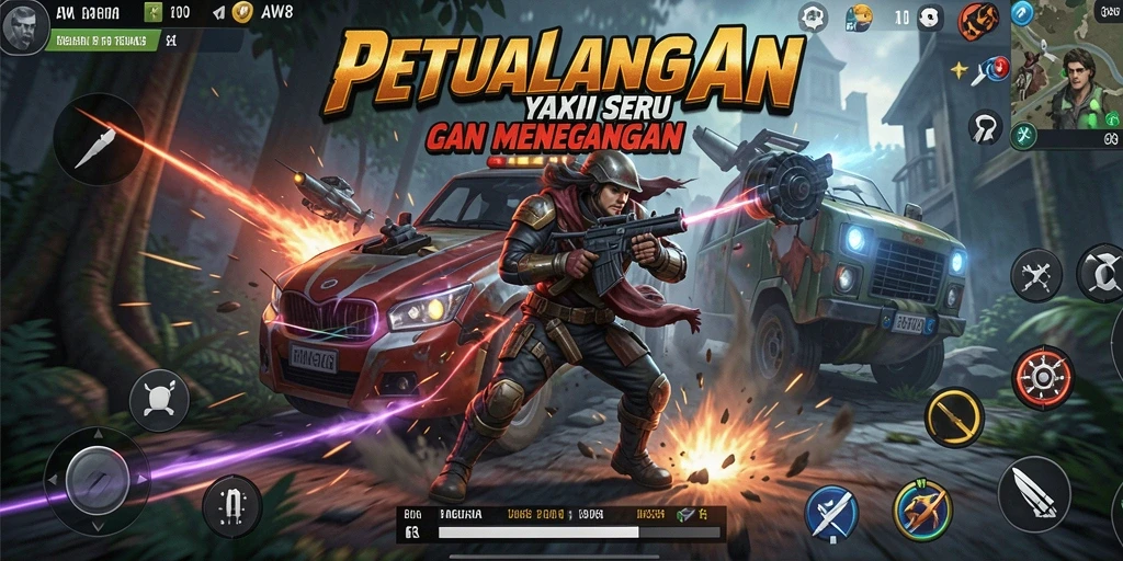 Screenshot gameplay AW8 menunjukkan aksi seru dan pertarungan intens.