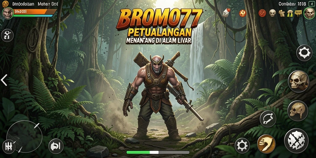 Screenshot BROMO77 menampilkan petualangan seru di alam yang indah.