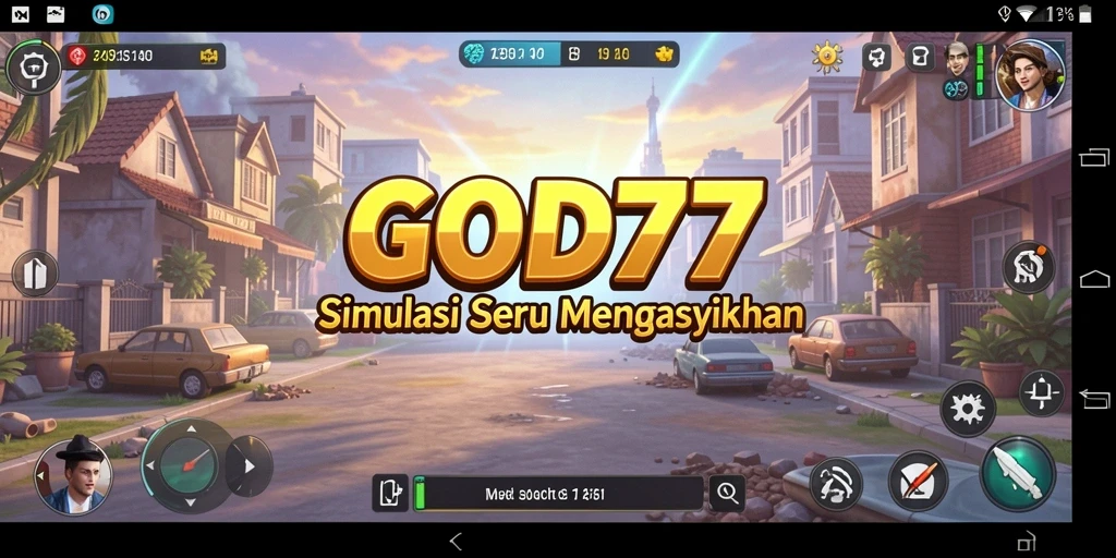 Screenshot gameplay GOD77 yang menampilkan simulasi interaksi karakter.