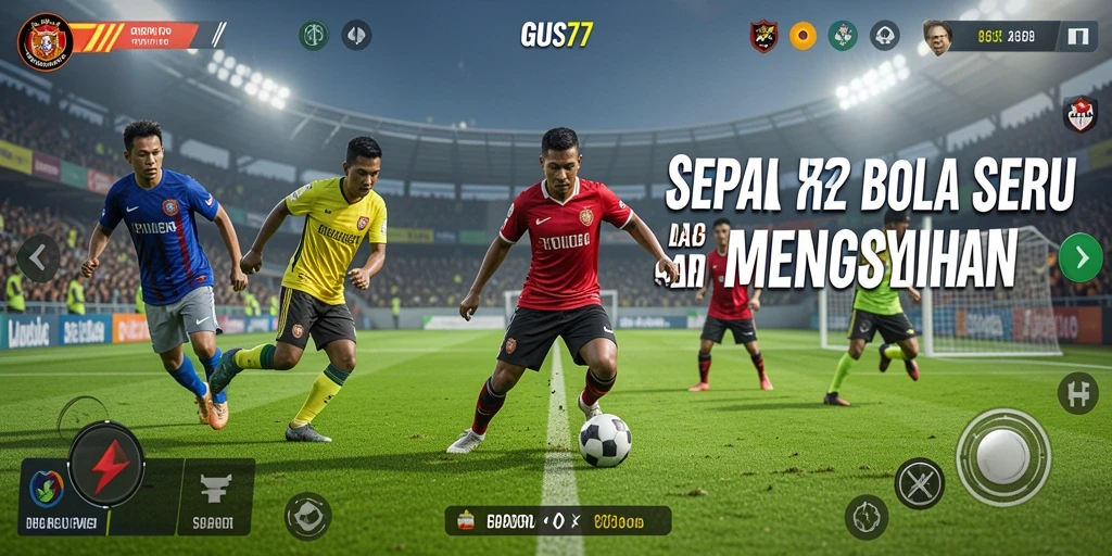 Screenshot gameplay GUS77 menampilkan aksi sepak bola yang mendebarkan.