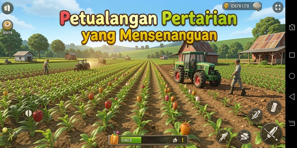 Gameplay menarik dalam ID678 dengan kebun yang subur.