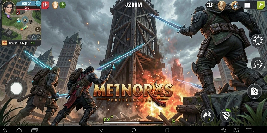 Screenshot J200M menampilkan pertarungan Tower Defense yang menarik dan strategis.