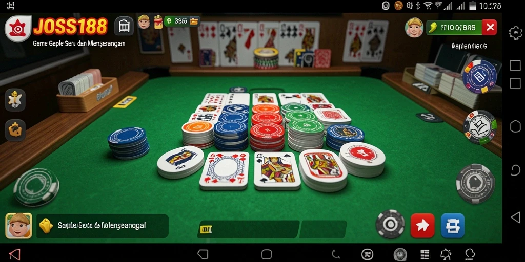 Tampilan gameplay seru dalam JOSS188 dengan teman-teman bermain Gaple.