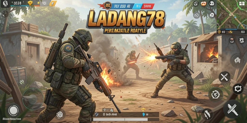 Tampilan aksi seru dari gameplay battle royale LADANG78.
