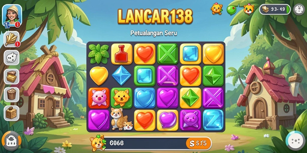 Screenshot gameplay LANCAR138 dengan kombinasi permata cerah.