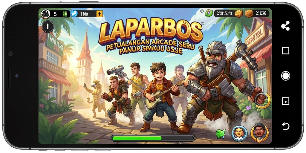 Tampilan gameplay LAPARBOS yang penuh aksi dan petualangan menantang.