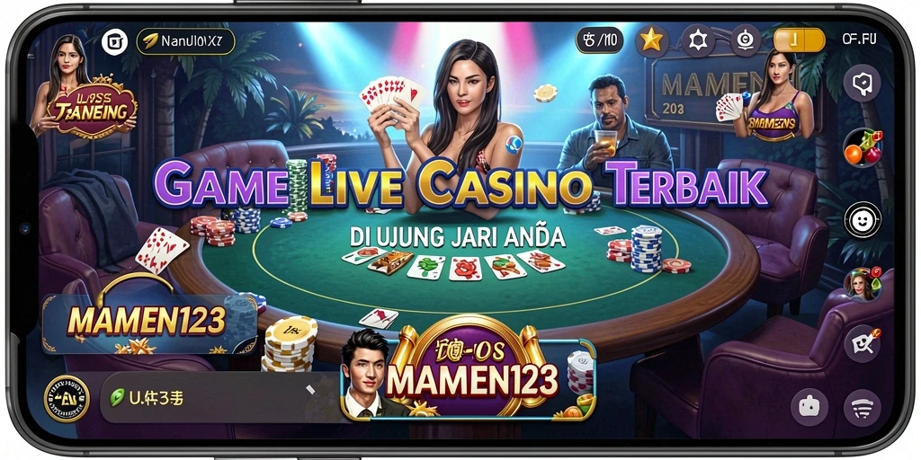Tampilan game MAMEN123 yang menakjubkan dengan dealer langsung di Live Casino.