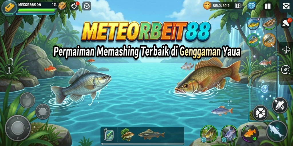 Screenshot menampilkan gameplay menarik dari METEORBET88 dengan berbagai jenis ikan.
