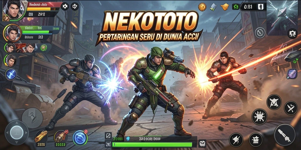 Tampilan gameplay aksi yang intens dalam NEKOTOTO.