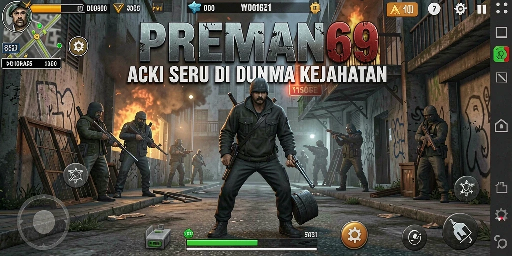 Tangkapan layar menampilkan aksi mendebarkan dalam gameplay PREMAN69.