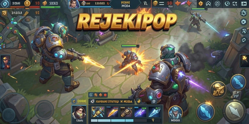 Tangkapan layar aksi seru di dalam permainan MOBA REJEKIPOP.