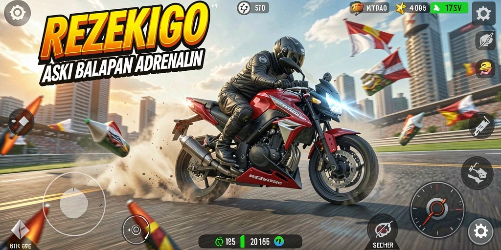 Gameplay seru balapan motor yang mendebarkan di REZEKIGO.