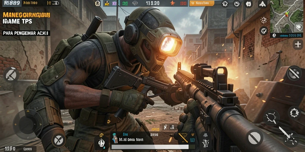 Screenshot RI889 menunjukkan gameplay TPS yang intens dan mengasyikkan.