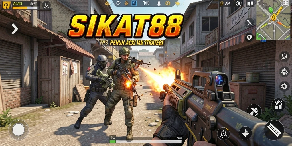 Tampilan gameplay seru dalam aksi pertempuran TPS SIKAT88.