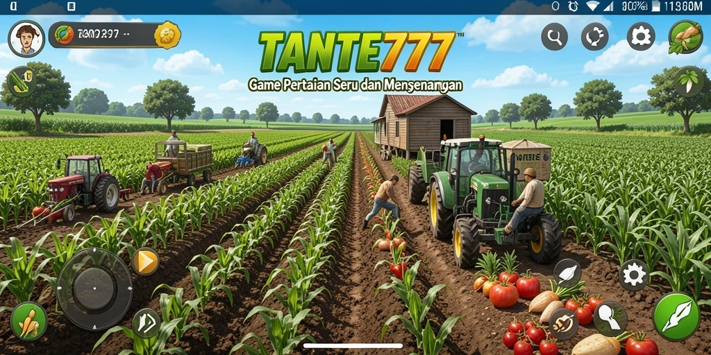 Screenshot sedang menampilkan gameplay bertani di TANTE777.