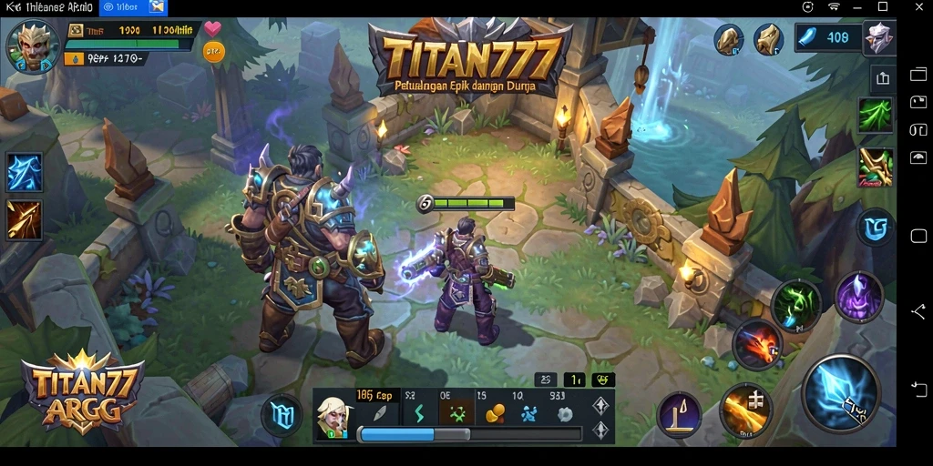 Tampilan gameplay epik TITAN777 dalam aksi ARPG.