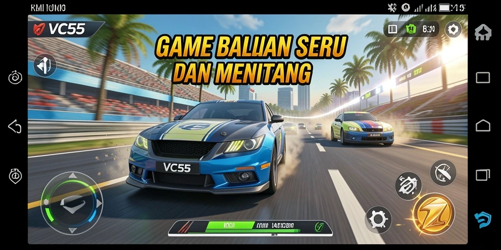 Tampilan gameplay balapan VC55 yang memukau dan mendebarkan.