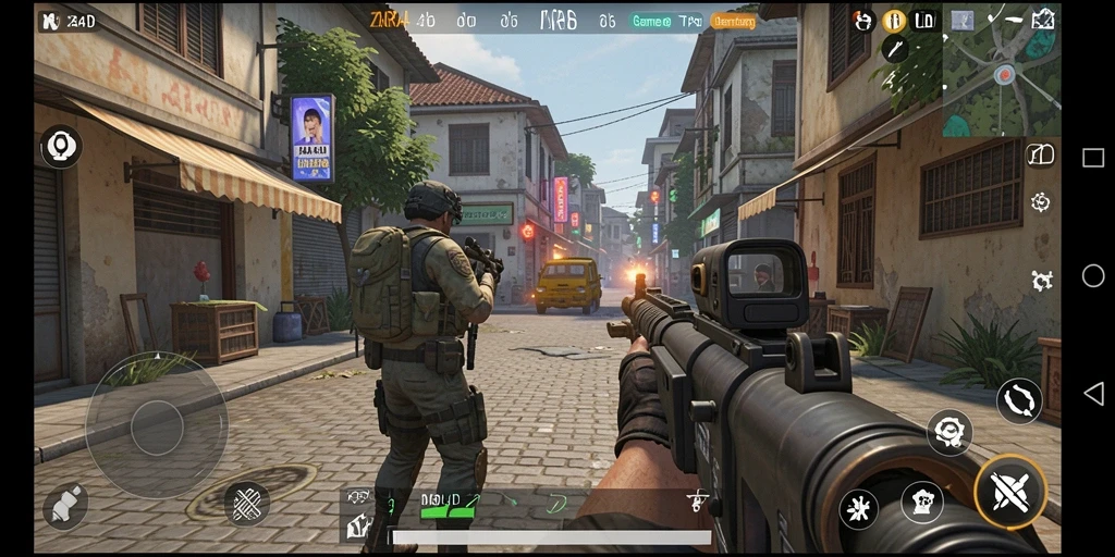 Screenshot utama ZARA4D menampilkan aksi seru dalam gameplay TPS.