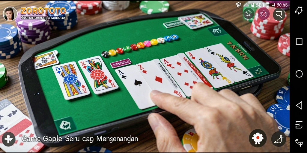 Screenshot ZOROTOTO menampilkan serunya bermain Gaple secara online.