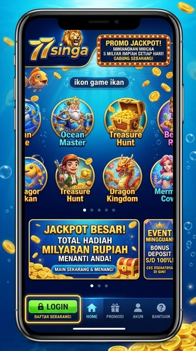 Tampilan antarmuka pengguna 77singa yang sederhana dan menarik.